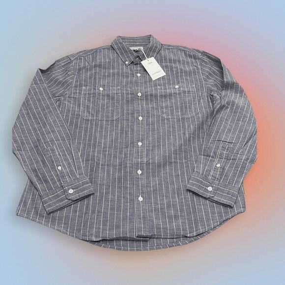 FREE ASSEMBLY Men’s XL Blue / Gray Long Sleeve Work Shirt - Picture 2 of 2